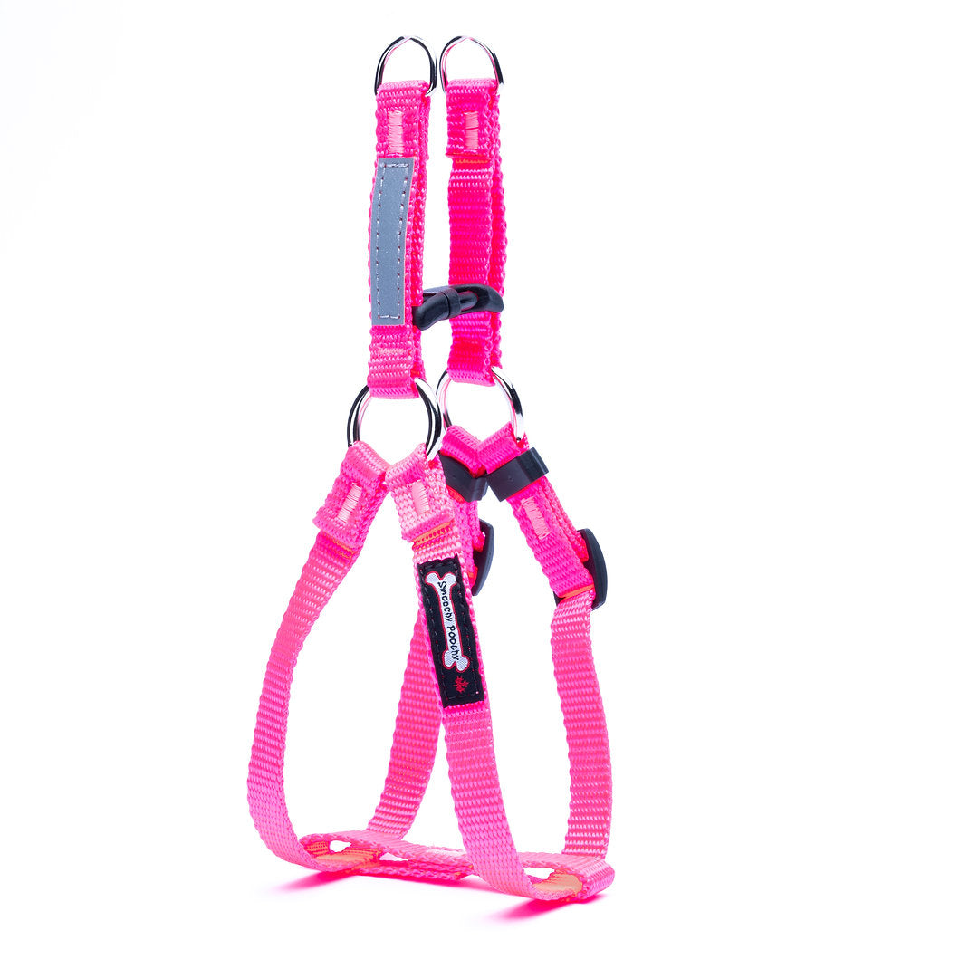 Hot Pink Smoochy Poochy Step-In Harness with metal D-rings