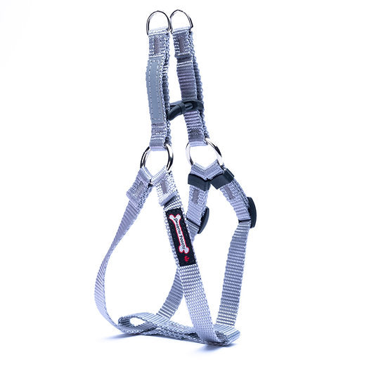 Silver Smoochy Poochy Step-In Harness with metal D-rings