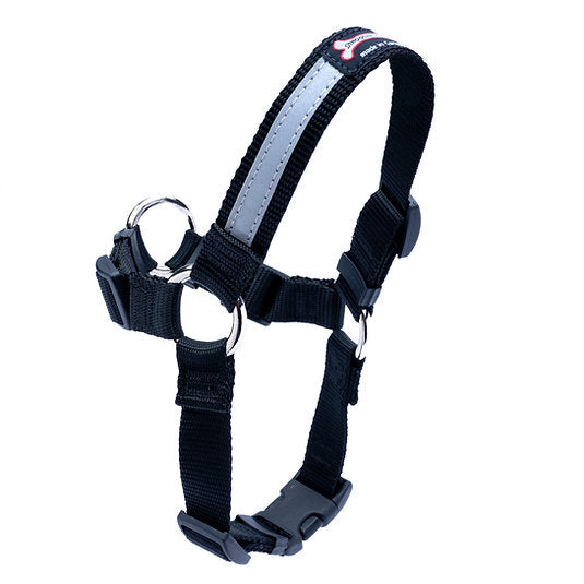 Black Smoochy Poochy Front Clip Harness with reflective strap