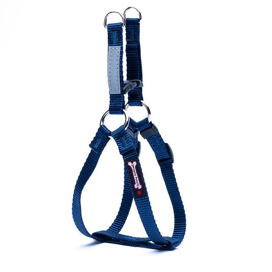 Navy Smoochy Poochy Step-In Harness with metal D-rings