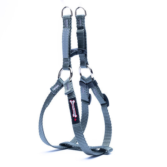 Charcoal Smoochy Poochy Step-In Harness with metal D-rings