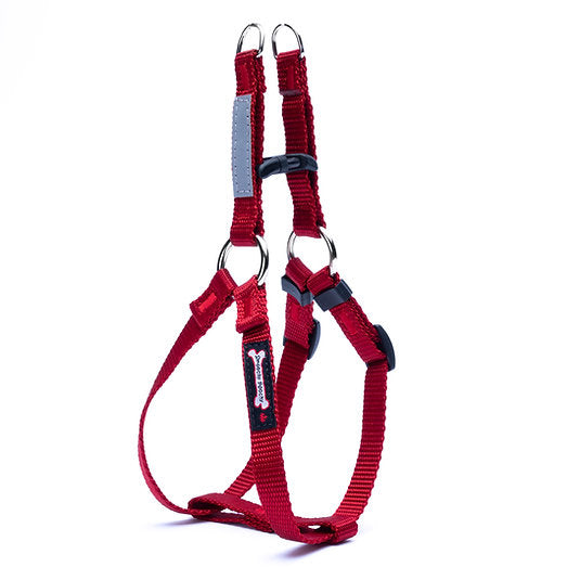 Red Smoochy Poochy Step-In Harness with metal D-rings